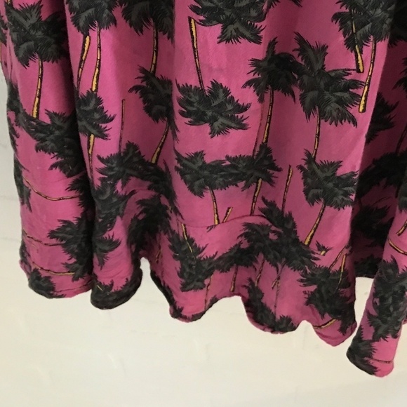 Printed Mini Dress Off-the-shoulders Tropical print palm trees Ruffle Flounce S - Picture 5 of 5